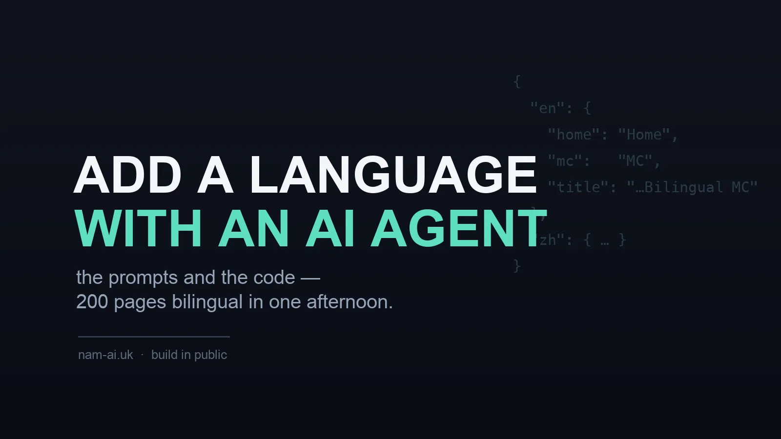 Add a language with an AI agent — the prompts and the code, 200 pages bilingual in one afternoon